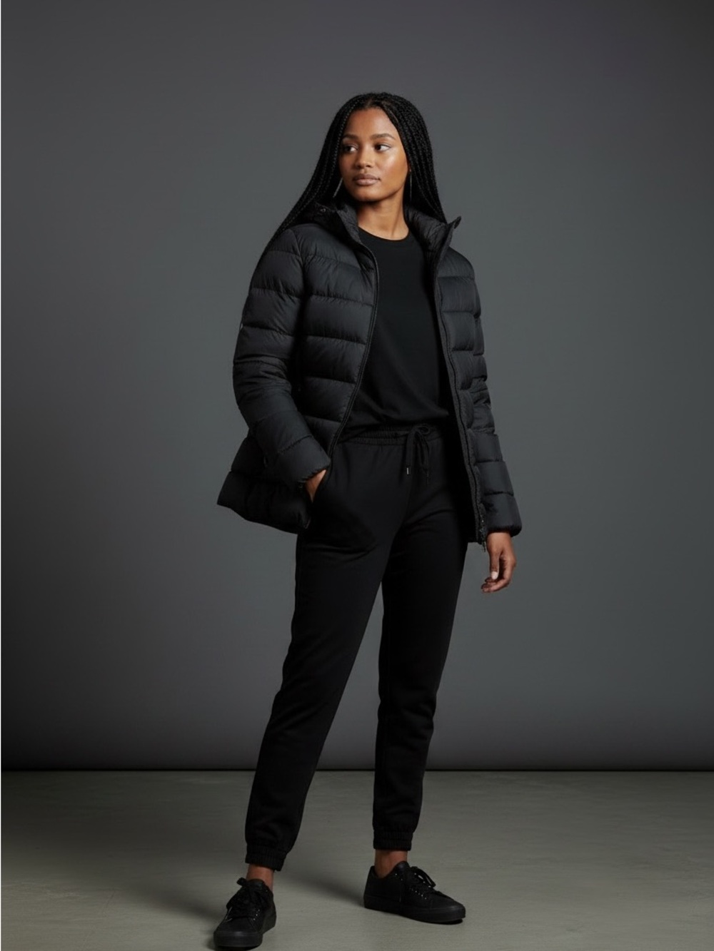 32 Degrees Women's Black Hooded Packable Puffer Jacket - Picture 3 of 7